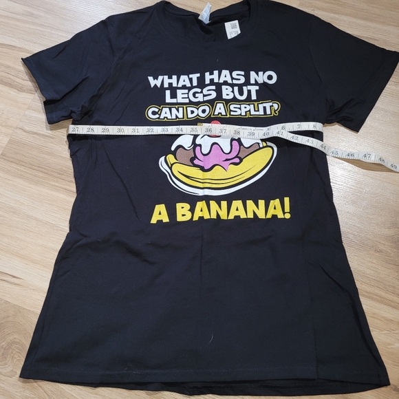 Womens Unique NWT Black Tee Shirt / Banana / Size Lg NWT - Picture 4 of 8